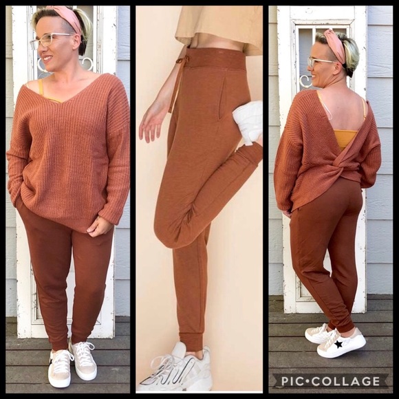New! Comfy Copper Brown Lounge Wear Sweat Pant - Picture 8 of 13